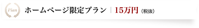 ホームページ限定プラン15万円（税抜）